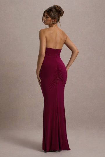 Nomad Berry Strapless Split Maxi Dress